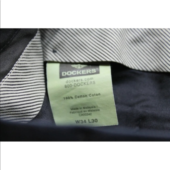 Classic Flat Front Dockers Men Pants Black Chinos Plaid 34x30 100% Cotton Relax - Picture 11 of 11